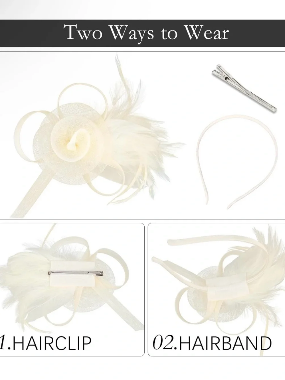 Ivory Feather Floral Headband Fascinator